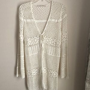 Boho long crochet sweater top. Size small
